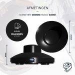 Zwarte vloerdimmer EcoDim maat tekening diameter 80mm hoogte 30mm