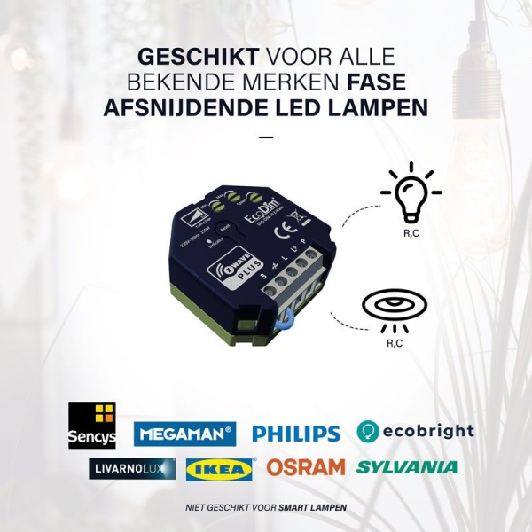 ecodim10-z-wave-geschikte-lampen Zwarte EcoDim Z-Wave LED dimmer module 250W met aansluitingen