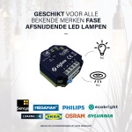 Zigbee LED dimmer module 250W zwart met aansluitingen en knoppen