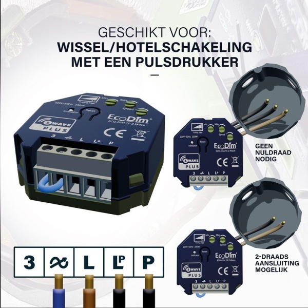 ecodim10-zwave-aansluitpoorten Z-Wave LED dimmer module EcoDim zwart met aansluitpoorten en bedrading