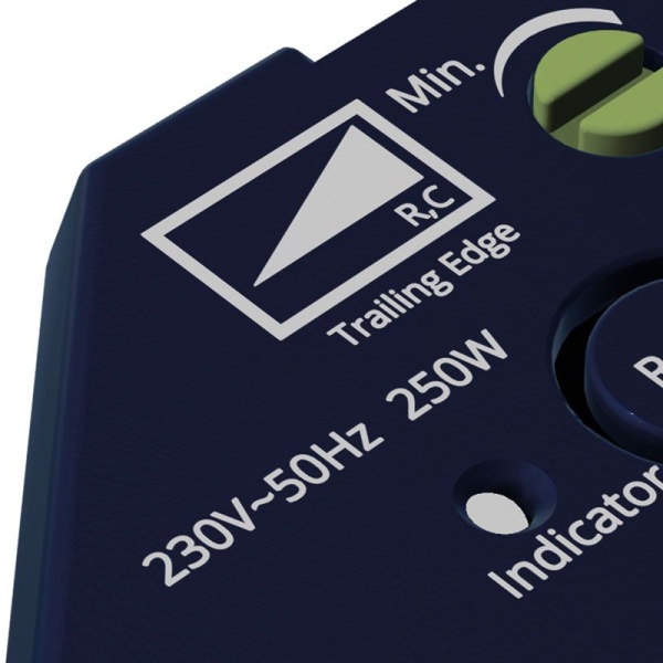 ecodim10-zwave-rc_vermogen Zwarte LED dimmer module 250W met groene draaiknop en markeringen