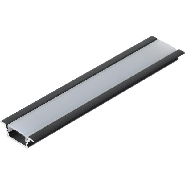 LED profiel inbouw aluminium zwart met matte afdekkap 2 meter