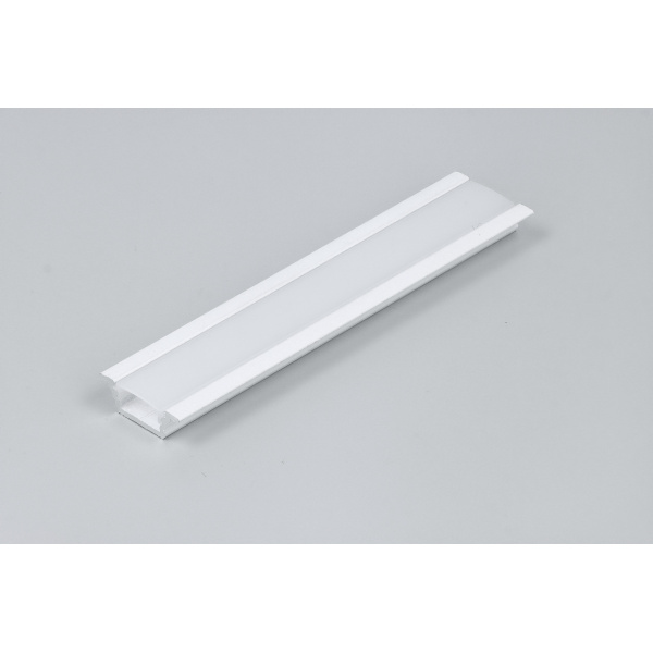 Wit aluminium LED inbouwprofiel set met matte afdekkap 2 meter