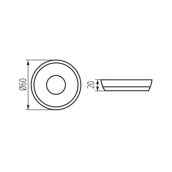 22137 (2) Technische tekening afstandsbediening knop voor LED strips diameter 60 mm
