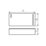 Maattekening controller voor CCT LED strips 75x36x17 mm