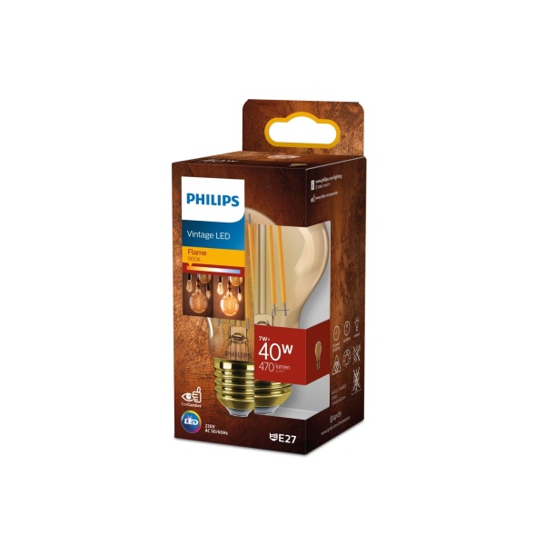 Philips E27 vintage peerlamp LED 7W goudkleurig glas