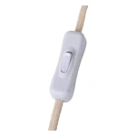 Witte wipschakelaar op beige stoffen snoer