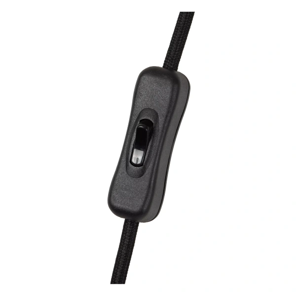 Zwarte wipschakelaar aan zwart snoer voor tafellamp