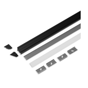 LED profiel set hoek aluminium zwart 2 meter met accessoires