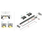 LED profiel set opbouw aluminium 2 meter maat tekening