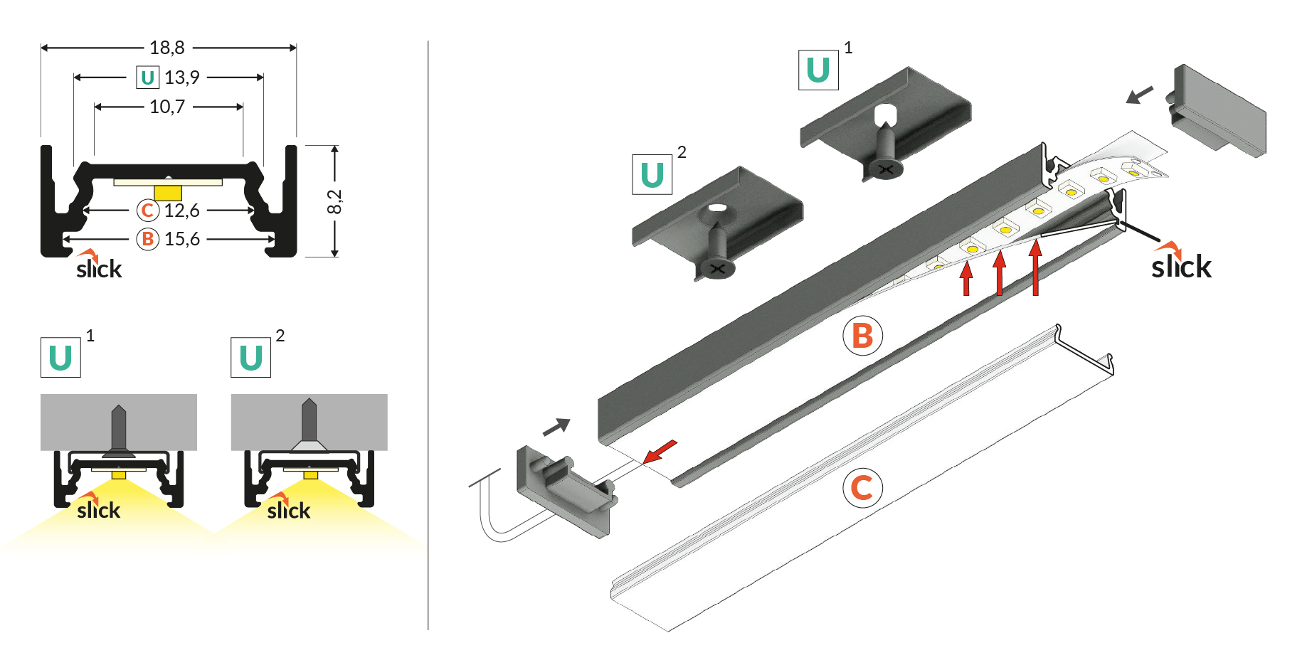 surface10_v2_draw_1 LED profiel set opbouw aluminium 2 meter maat tekening