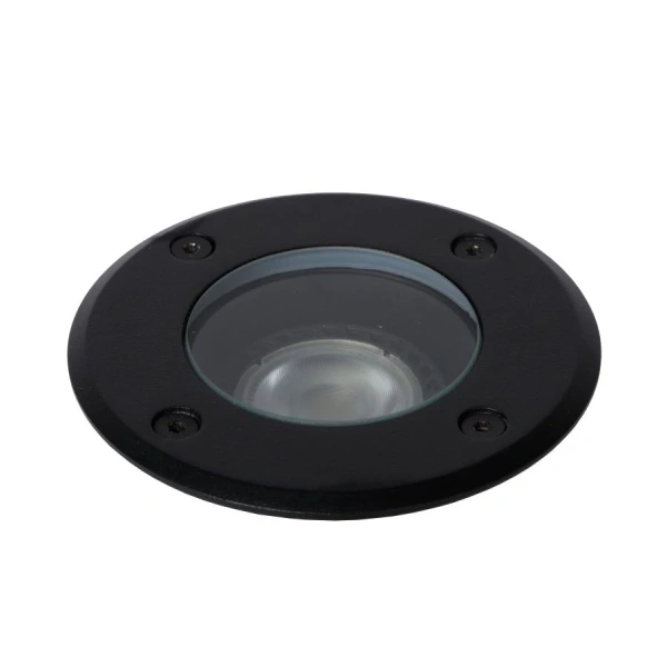 Bovenkant van BILTIN Grondspot Zwart Rond met licht uit
