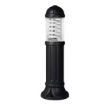 Zwarte ronde tuinsokkel met transparante kap en E27 fitting