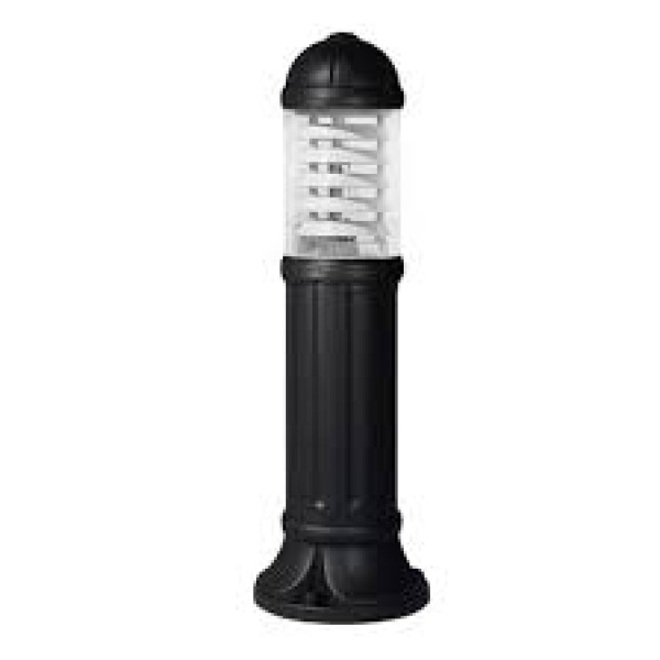 images Zwarte ronde tuinsokkel met transparante kap en E27 fitting