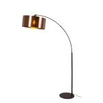 Booglamp met ronde metalen kap in roestbruin kleur