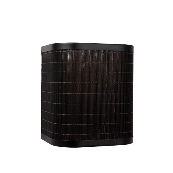 Zwarte Scandinavische wandlamp met rechthoekige gevlochten kap