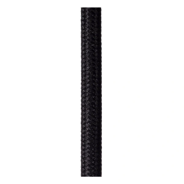 Zwart stoffen snoer van een hanglamp met gevlochten structuur