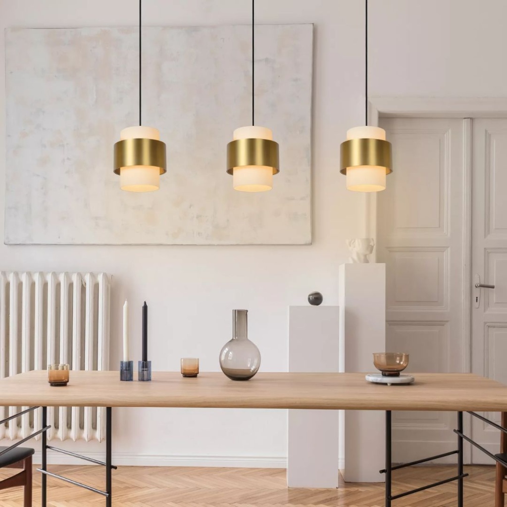 Sfeerbeeld van Hanglamp 3 Lichts Retro Goud Messing FIRMIN - Lucide