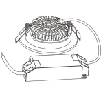 Technische tekening LED inbouwspot Slim-Fit Varda met driver en bedrading