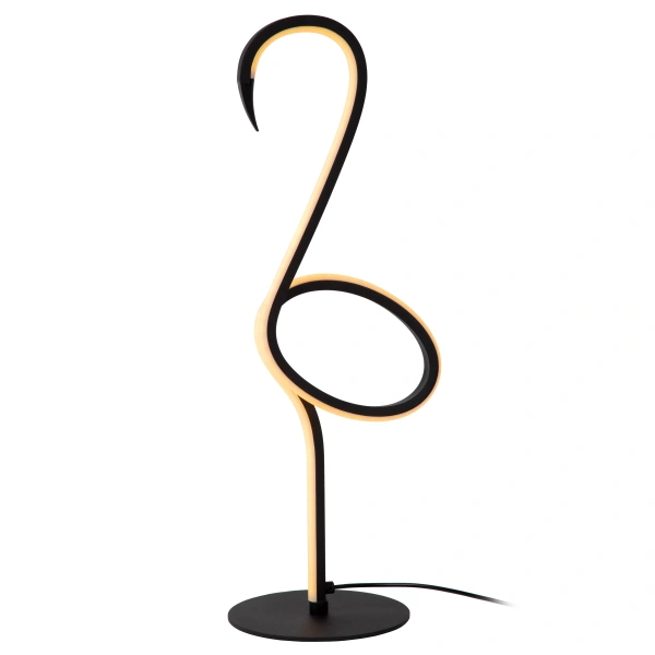 Zwarte dimbare tafellamp in flamingovorm met geïntegreerde LED-verlichting