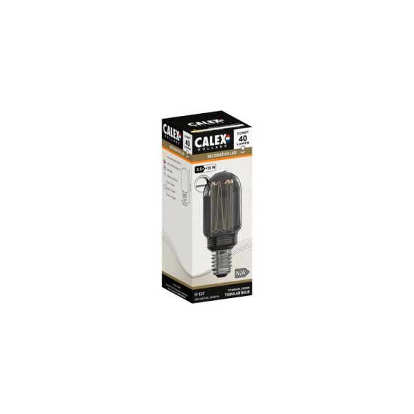 Calex E27 titanium buislamp 3,5W flame dimbaar in verpakking