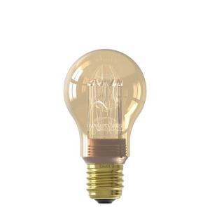 Productfoto van: Calex E27 CROWN Gold Peerlamp 3,5W Flame Dimbaar aangeschakeld