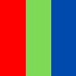 Rood groen en blauw kleurvlakken naast elkaar