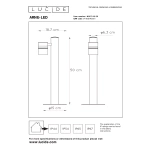 Maattekening van Sokkellamp Modern Down Zwart Rond 50CM ARNE - Lucide