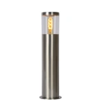 Productfoto met lichtbron aan van Tuinsokkel 1 Lichts Modern Rond Chroom 49CM FEDOR - Lucide