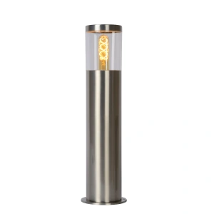 Productfoto met lichtbron aan van Tuinsokkel 1 Lichts Modern Rond Chroom 49CM FEDOR - Lucide