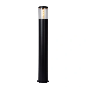Productfoto van Tuinsokkel 1 Lichts Modern Rond Zwart 80CM FEDOR - Lucide aangeschakeld