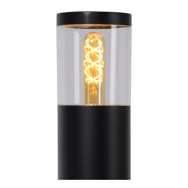 Detail van de kop van Tuinsokkel 1 Lichts Modern Rond Zwart 80CM FEDOR - Lucide