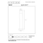 Maattekening Tuinsokkel 1 Lichts Modern Rond Zwart 80CM FEDOR - Lucide