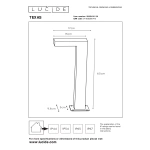 Maattekening van Tuinsokkel Modern Rechthoek Antraciet 60CM TEXAS - Lucide