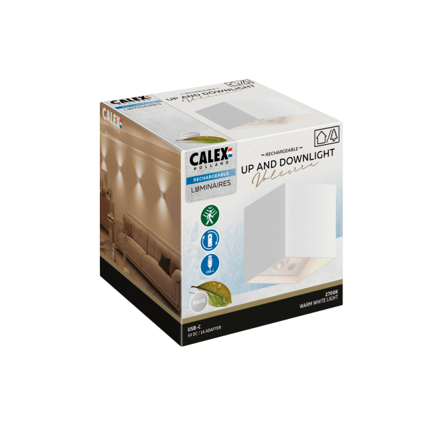 Verpakking van Calex - Volterra - Outdoor - Rechargeable Up/Down Wall light - White