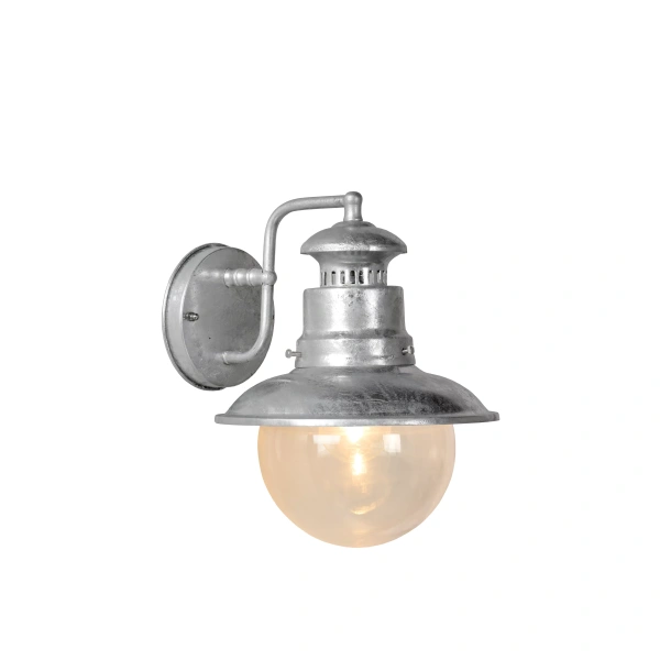 11811-01-06 Productfoto aangeschakeld Klassieke Buiten Wandlamp 1 Lichts Zilver FIGO - Lucide