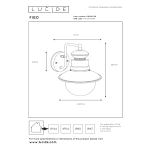 Maattekening van Klassieke Buiten Wandlamp 1 Lichts Zwart FIGO - Lucide