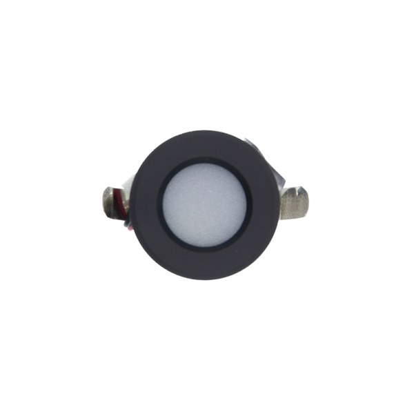 Zwarte mini inbouwspot rond dimbaar warmwit licht IP44