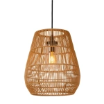 voorkant lamp aan: Scandinavische Hanglamp Rond Naturel NERIDA - Lucide