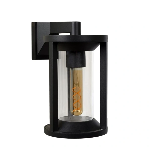 voorkant uit: Moderne buiten Wandlamp Cilinder Zwart CADIX - Lucide