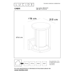 maattekening: Moderne buiten Wandlamp Cilinder Zwart CADIX - Lucide