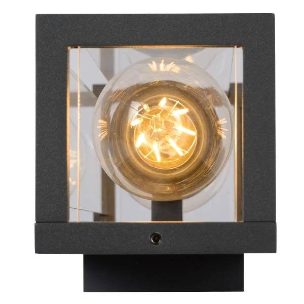 bovenkant lamp aan: Moderne Buiten Wandlamp Rechthoek Zwart CLAIRE - Lucide