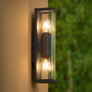 Sfeerbeeld van Moderne Wandlamp 2 Lichts Rechthoek Zwart CLAIRE - Lucide