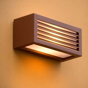 Moderne Buiten Wandlamp Rechthoek Roest DIMO – Lucide