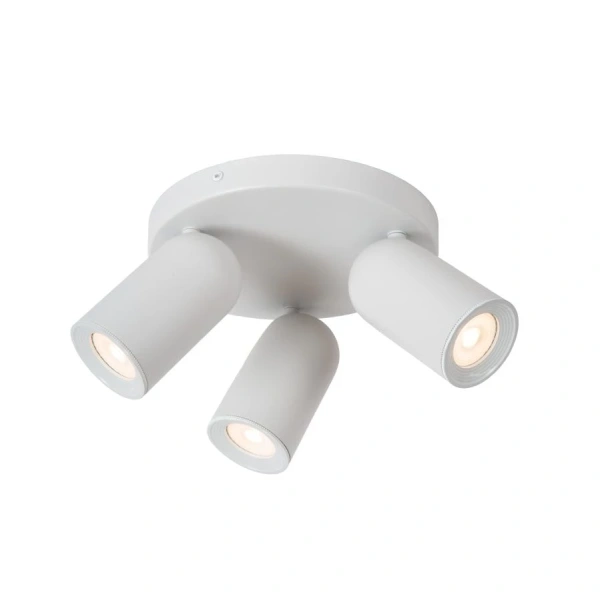voorkant lamp aan: Moderne Plafondspot 3 Lichts Rond Wit PUNCH - Lucide