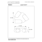 maattekening: Moderne Plafondspot 3 Lichts Rond Wit PUNCH - Lucide