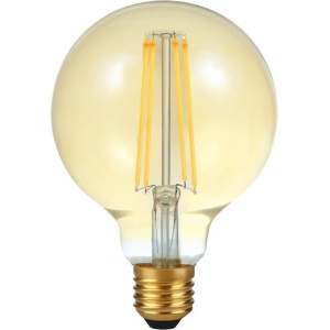voorkant lamp uit: SPL E27 Fila Globe 5.5W Flame Goud Dimbaar