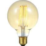 voorkant lamp aan: SPL E27 Fila Globe 5.5W Flame Goud Dimbaar