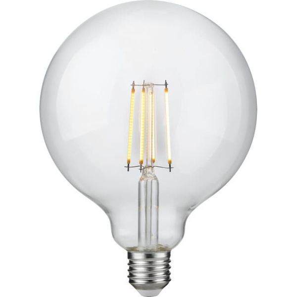 lamp aan: SPL E27 Globe 125 7W Extra Warmwit Helder Dimbaar