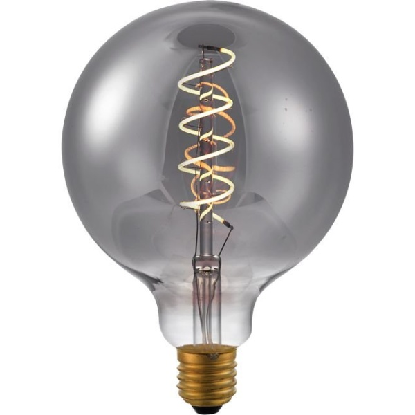 voorkant lamp aan: SPL E27 Fila Globe AX 4.5W Flame Smoke Dimbaar